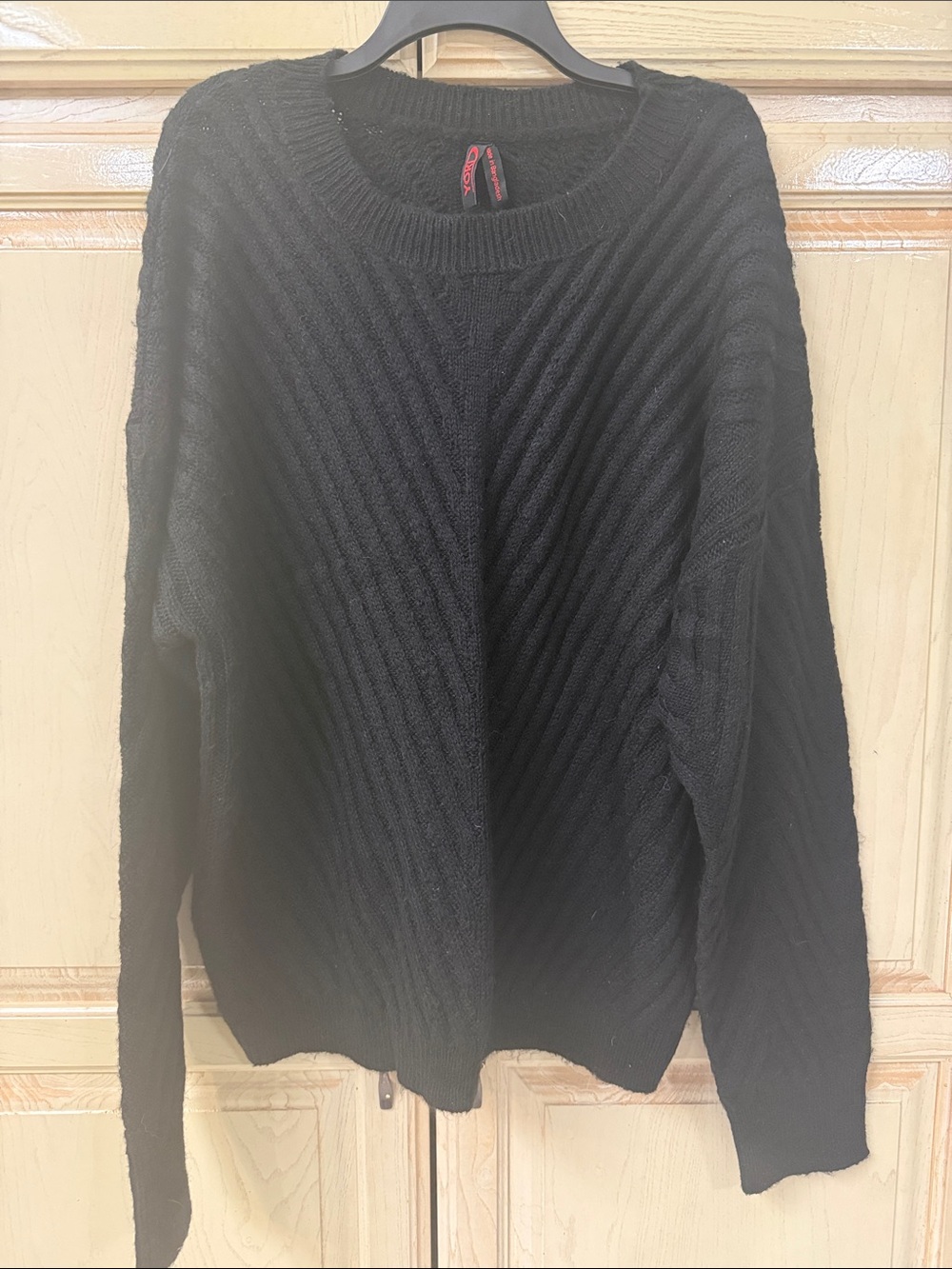 Yoki Black Ribbed Knit Women's Sweater